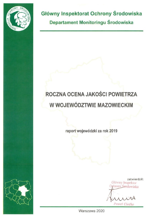 Roczna ocena jakości powietrza za rok 2019